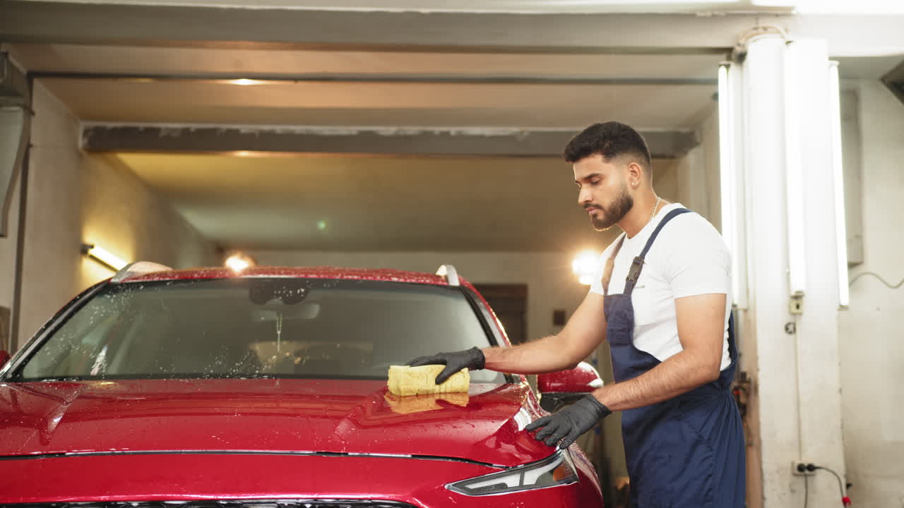 차고에서 자동차 세부 사항