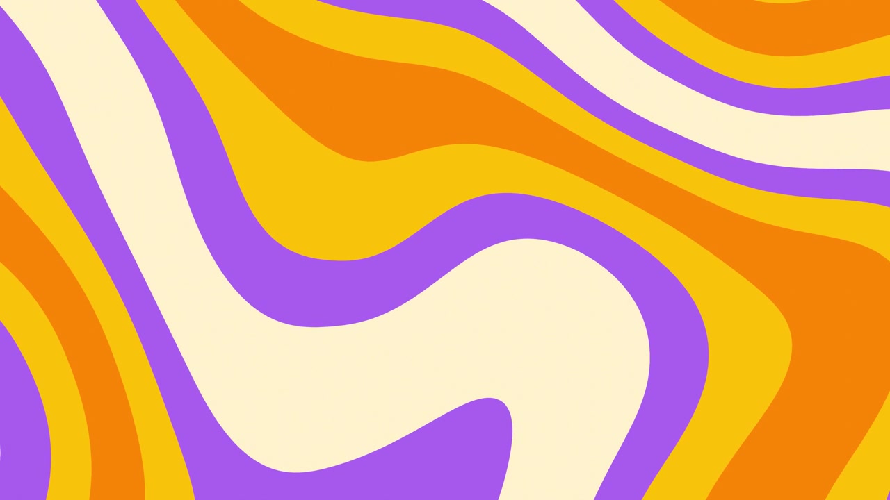 Abstract Wavy Retro Pattern with Purple Orange and Yellow Curves