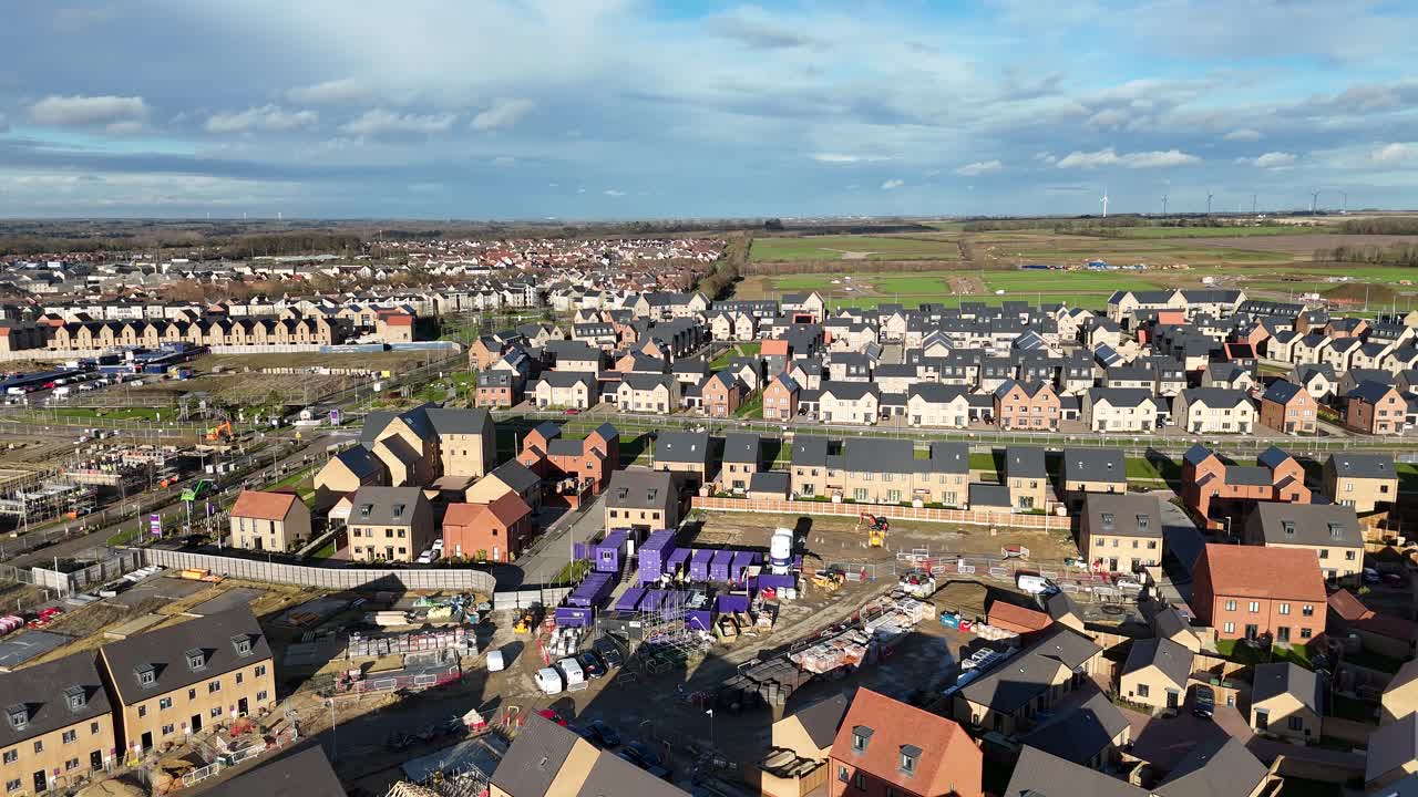 New housing estate Wintringham St Neots UK drone,aerial