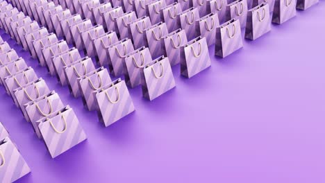 animación 3d de la bolsa de compras para la tienda en línea o la promoción de descuentos en el entorno de embalaje de negocios del centro comercial