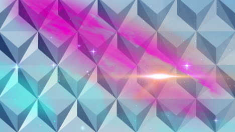 digital animation of abstract 3d shapes on grey background against shining stars in space