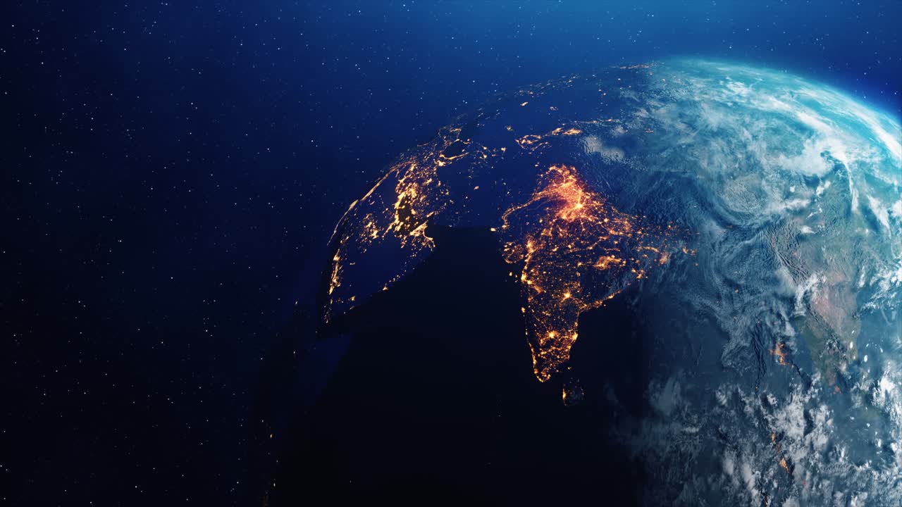 la tierra por la noche desde el espacio