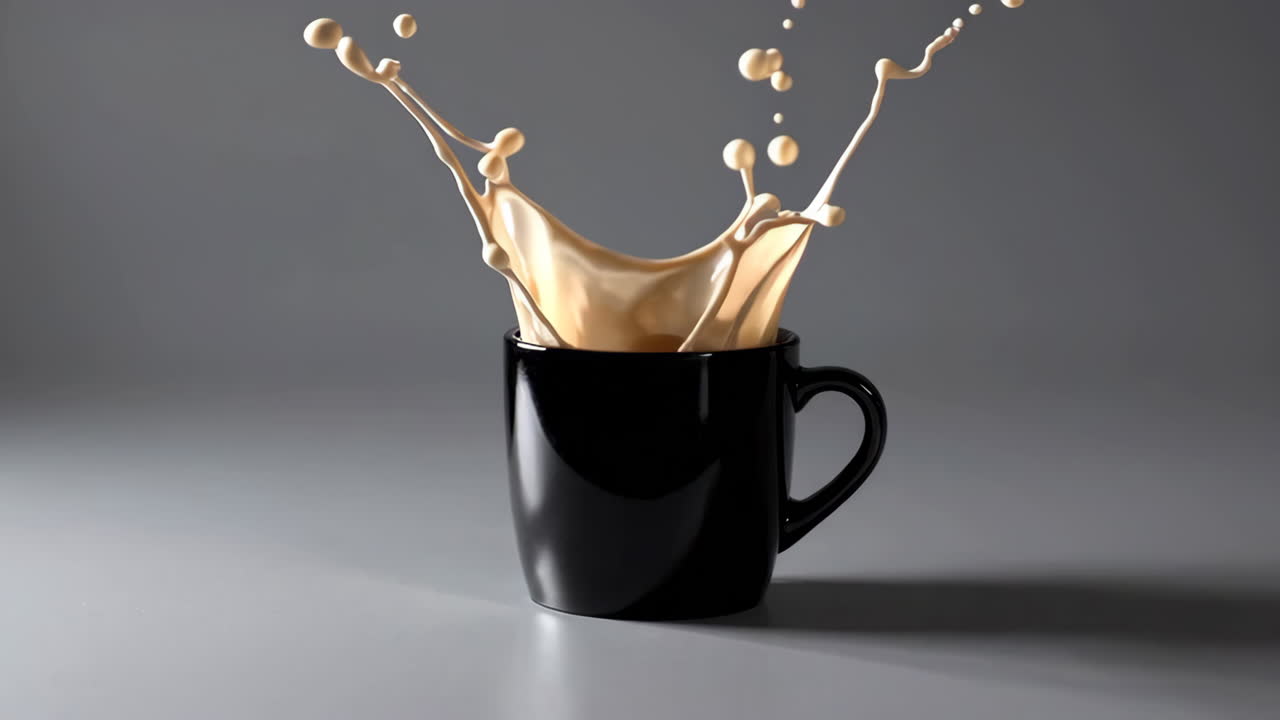 Black Mug with Coffee Splash
