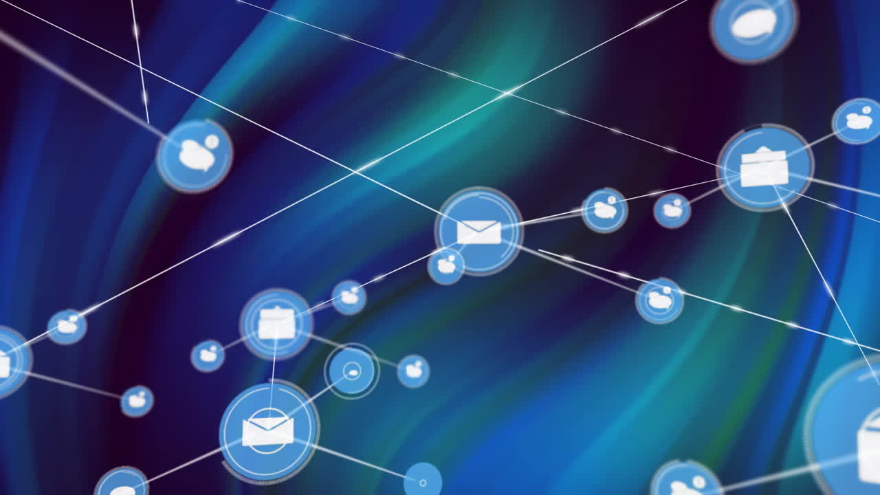 Animazione di rete di connessioni con icone email
