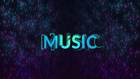 animación de texto musical sobre puntos de luz sobre fondo negro.