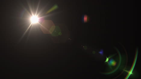 digital animation of colorful light spots and lens flare moving against black background