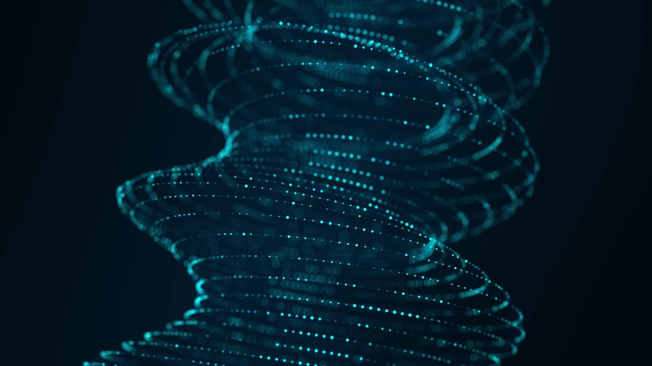 Network connection structure. Abstract twisted form with dots and lines. Technology grid background. Flow of particles. 3D rendering.
