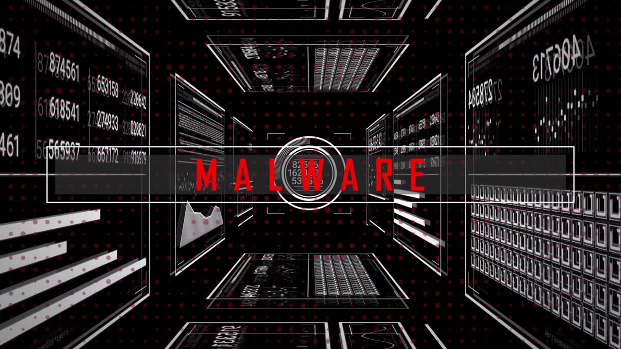 Camera dollying forward triggers malware text glitching on grey bar for threat alert visualization