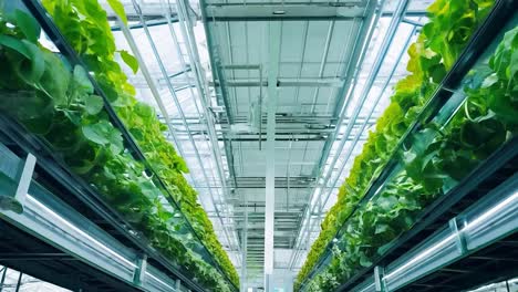 indoor vertical farm growing lettuce