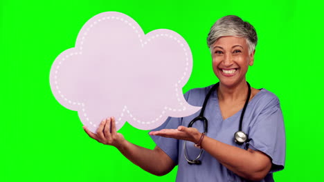 Green-screen,-elderly-woman-smile