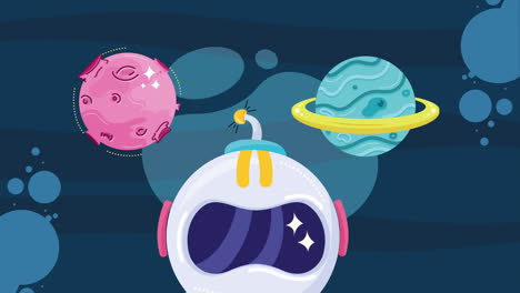 exploración espacial con astronautas y planetas