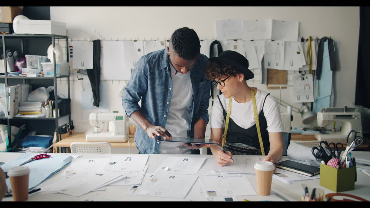 Fashion Designers Working Together in a Design Studio