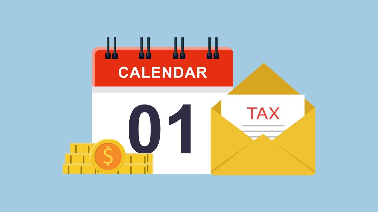Animated Calendar Icon with Tax Document and Coins