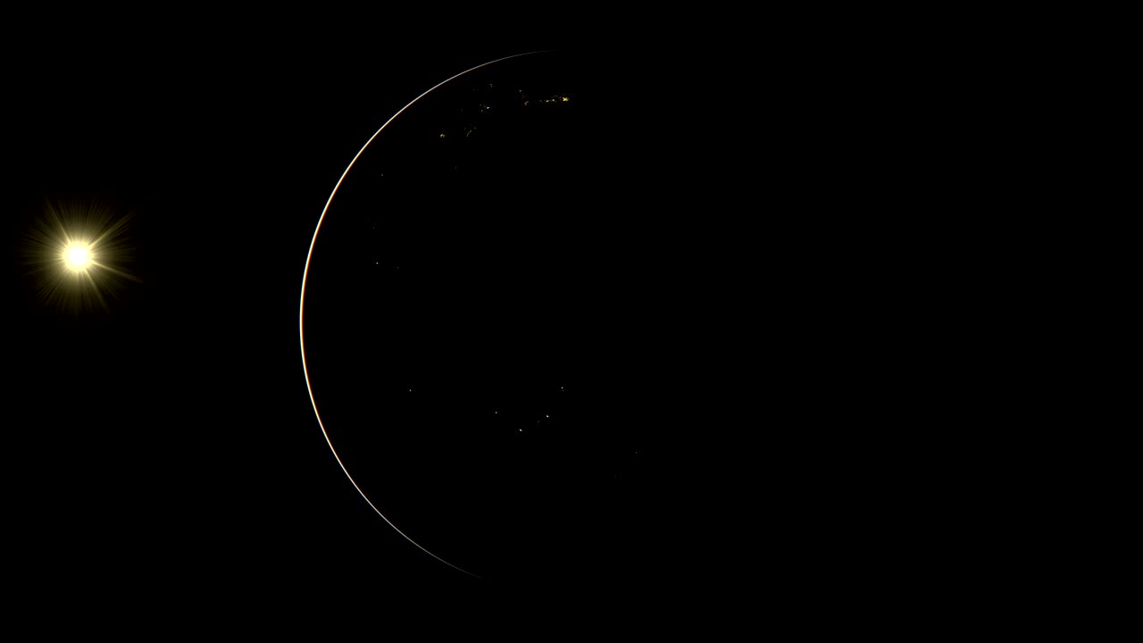 우주에서 자신의 축을 중심으로 회전하는 지구의 현실적인 3d 모델에 대한 시각