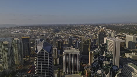 san diego california aerial v87 drone flyover bayside downtown area capturing urban cityscape with modern high rise buildings and contemporary architectures - shot with mavic 3 cine - september 2022