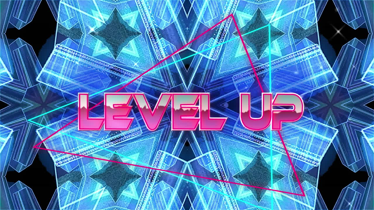 디지털 칼레이도스코프 공간에서 레벨을 올리는 애니메이션