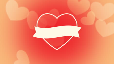 romantic heart and ribbon on gradient orange pattern