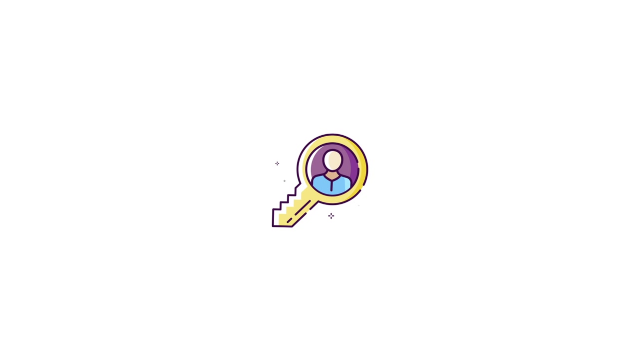 Animated Key with User Icon for Security and Access