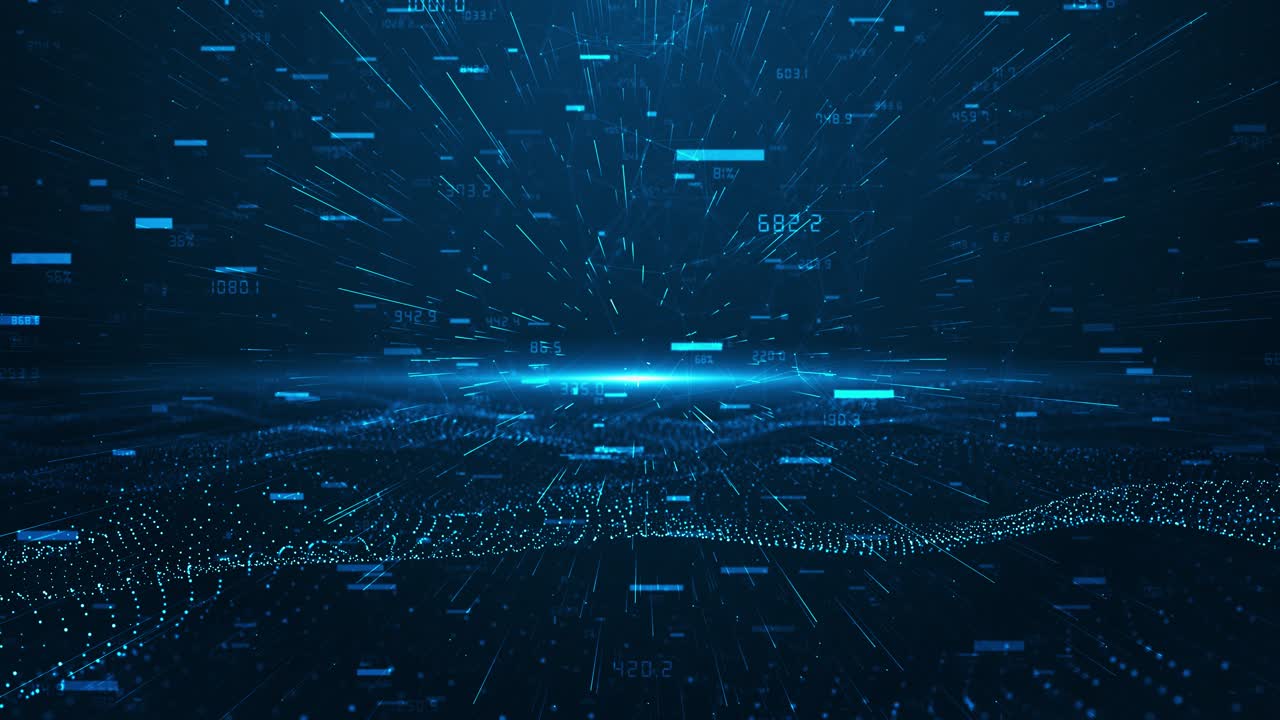 Glowing numbers futuristic grid matrix motion background abstract data visualization digital