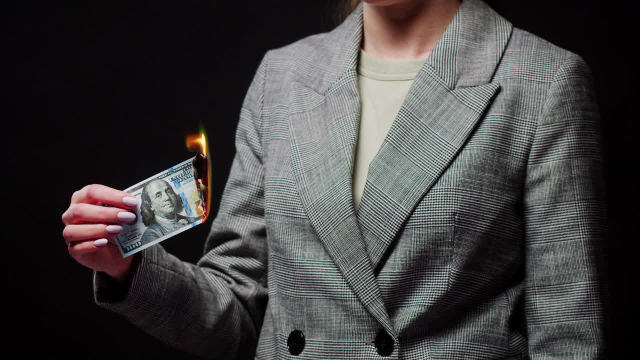 Woman Burning Money