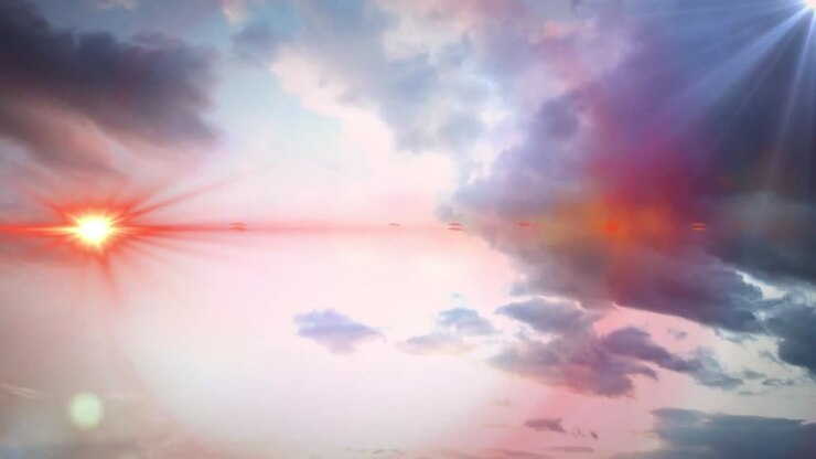 Animation of clouds sky with light effect, copy space