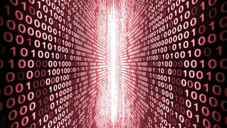 Digital binary code red walls animation looping background