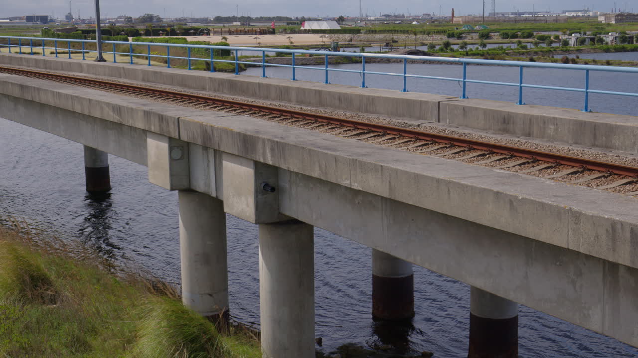 Railroad Track In Aveiro, Portugal, Static Shot