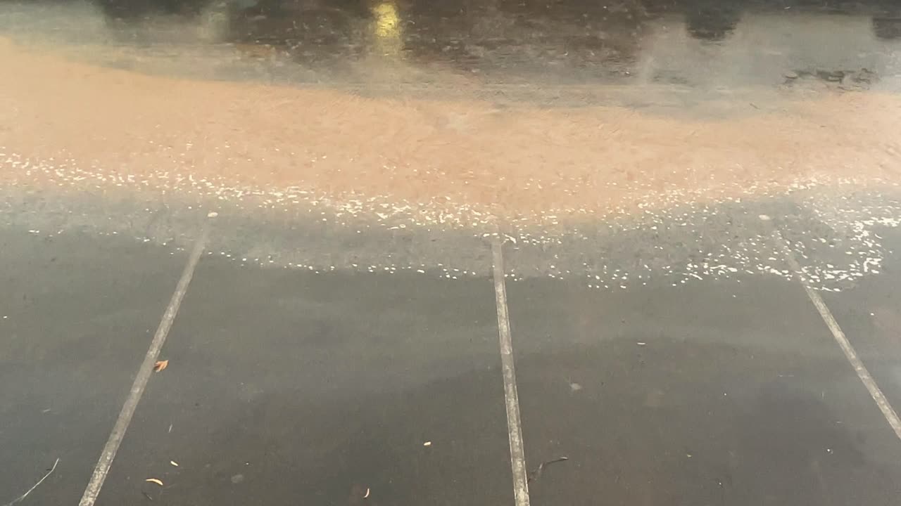 비가 오는 도로에서 흐르는 진물, 상단 사진