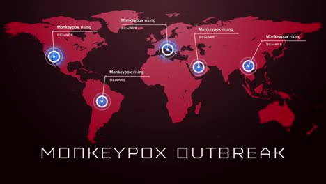 Animation-of-monkeypox-text-and-world-map-over-black-background