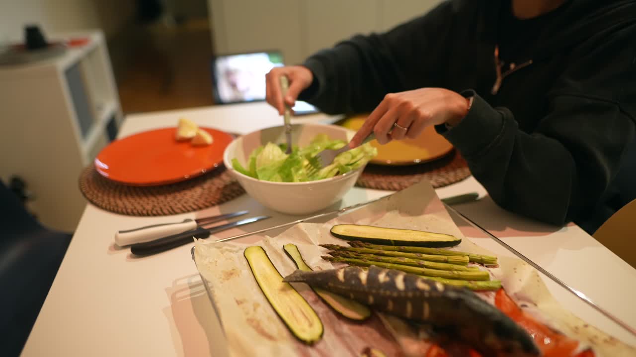 Dinner with video call