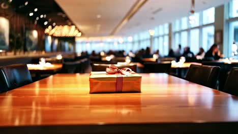 gift on a table in a restaurant