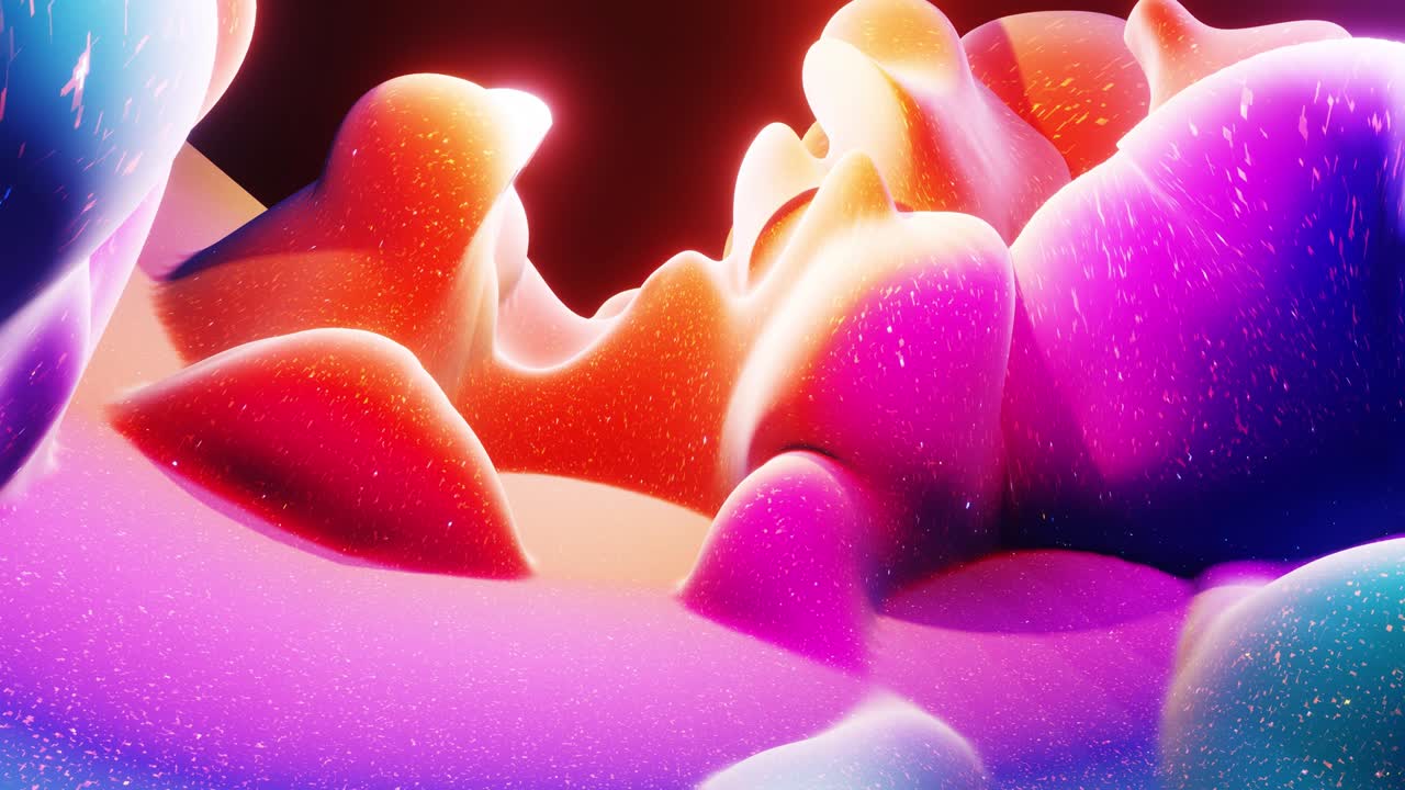 animación abstracta suave de color arco iris de gradiente líquido en 4k. superficie de pintura mate brillante como fondo festivo en bucle abstracto. brilla en líquido viscoso con salpicaduras 3d en la superficie como gotas.