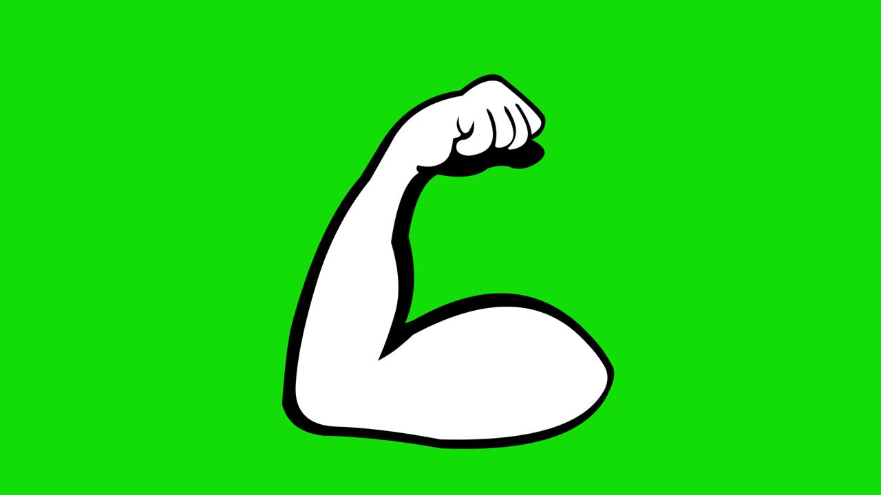 검은색과 색으로 그려진 양팔을 수축하는 팔의 루프 애니메이션