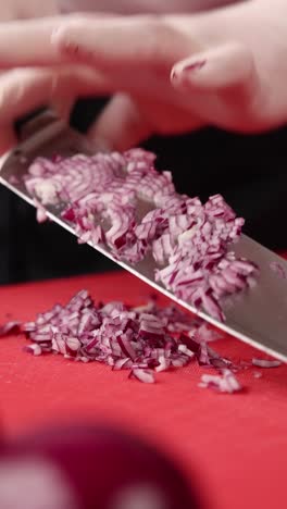 chef cortando cebolla roja