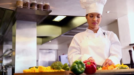 Pretty-chef-preparing-vegetables