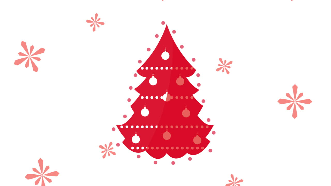 animación de feliz navidad con pino rojo