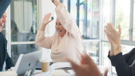 business people, success high five