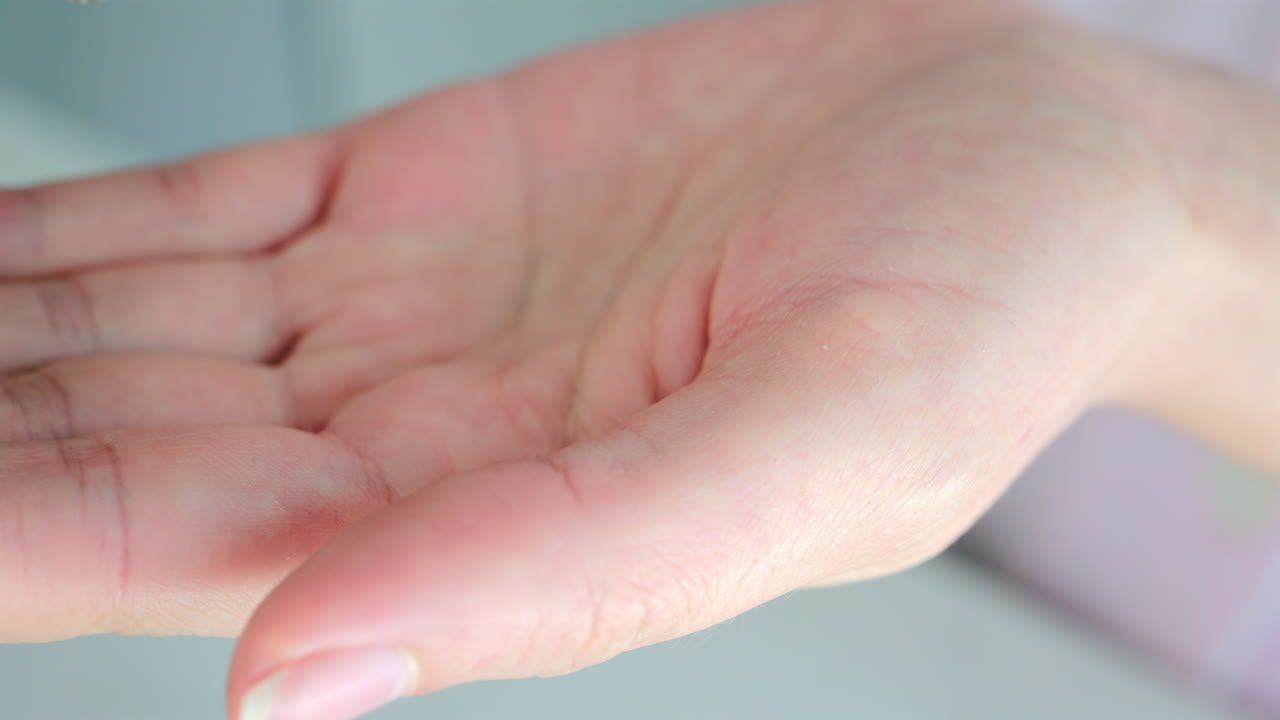 Close up of a woman pouring fish oil supplements out of into her palm