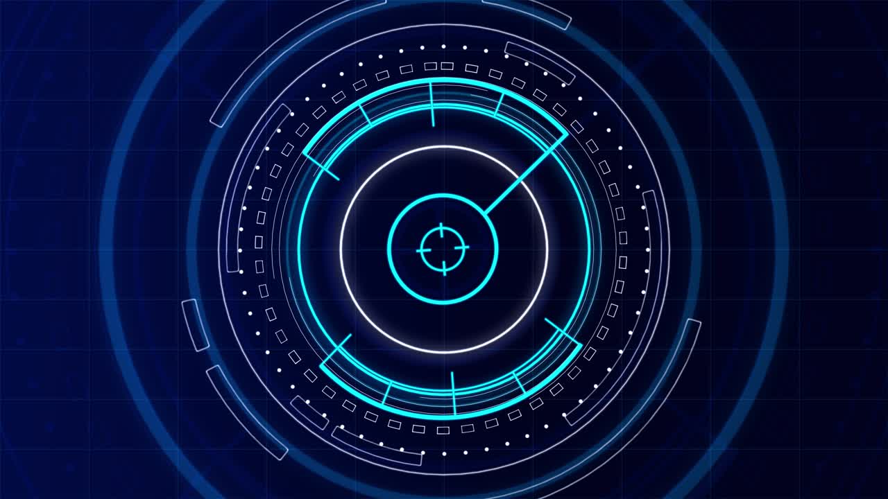 Hud circle interfaces circle radar scanning for targets blue space on black background hi tech