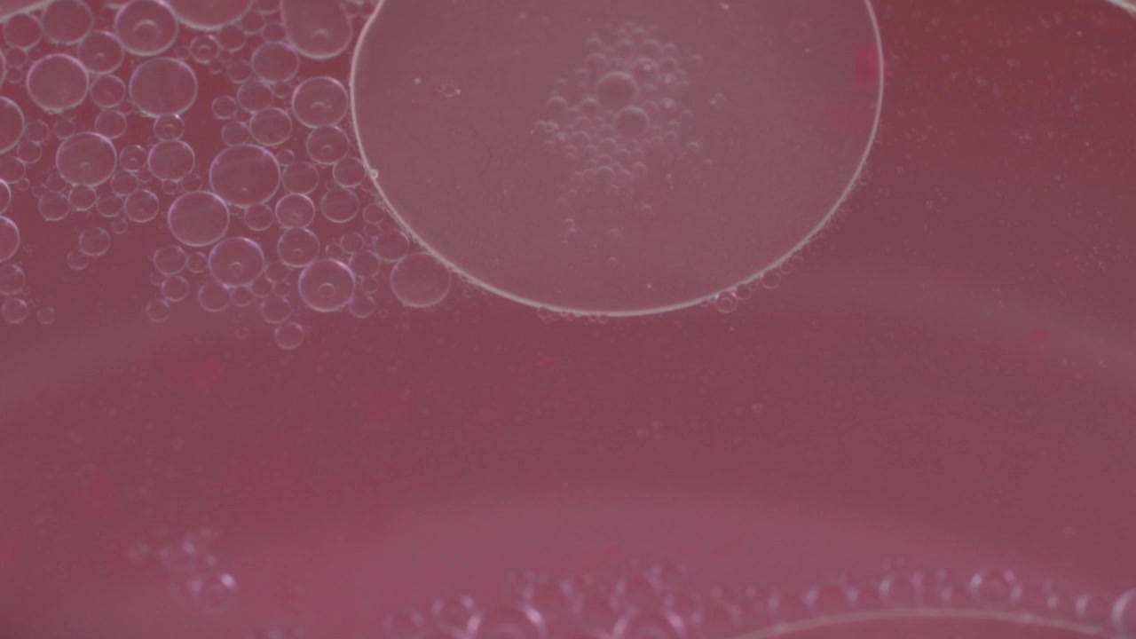 Macro primo piano di pittura acrilica e olio che formano bolle astratte, forme circolari e una texture liquida fluida con un vivace motivo artistico in Messico