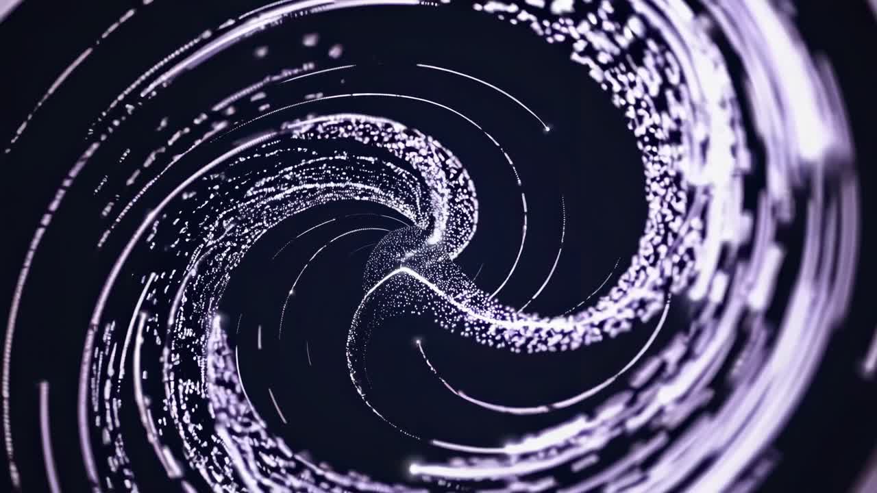 partículas luminosas en espiral con gracia, tejiendo intrincados patrones de luz contra un fondo cósmico profundo, generando una hipnotizante danza de energía de elegancia visual inspirada en el cuántico