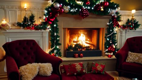 cozy christmas living room with fireplace