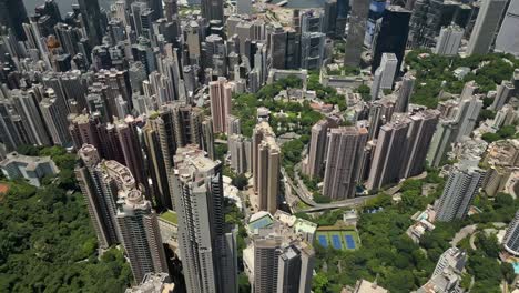 Aerial-of-the-skyline-of-Hong-Kong-and-harbour