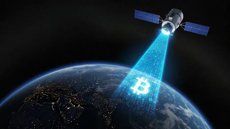 high-tech satellite transmitting bitcoin data to earth: a glimpse into the future of cryptocurrency and space technology interactions
