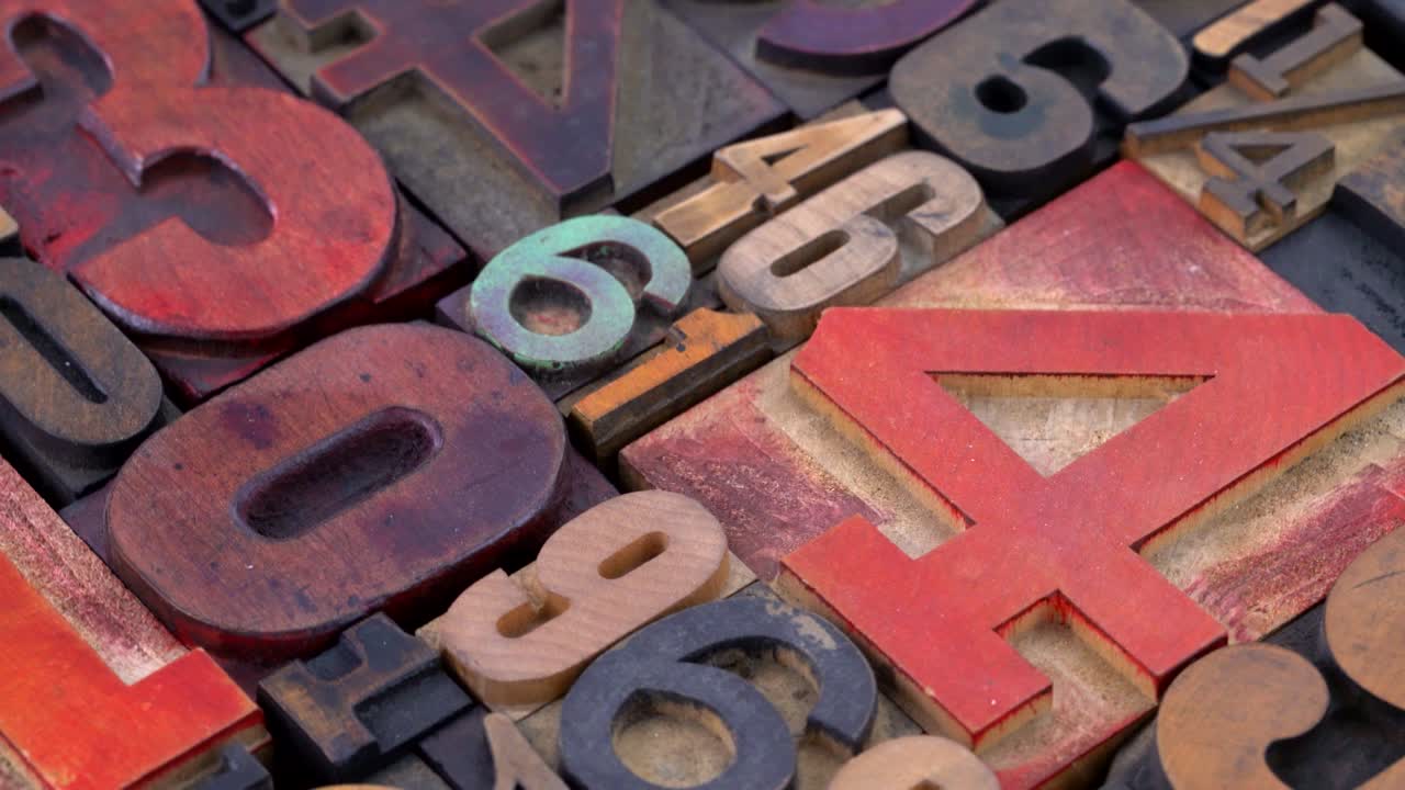 número de resumen en bloques de impresión de tipo madera de tipografía antigua