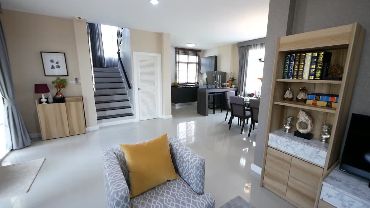 hermosa y elegante decoración del hogar de planta abierta