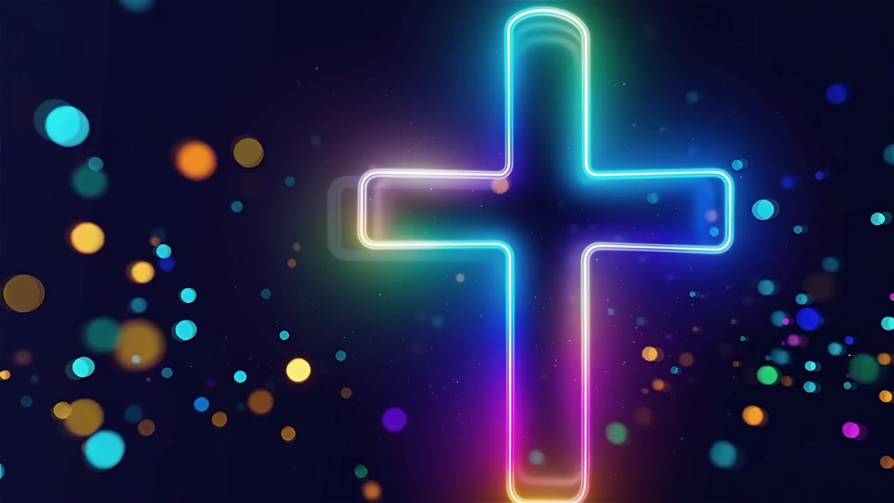 Christliches Kreuz, himmlisches Licht, Anbetungshintergrund.