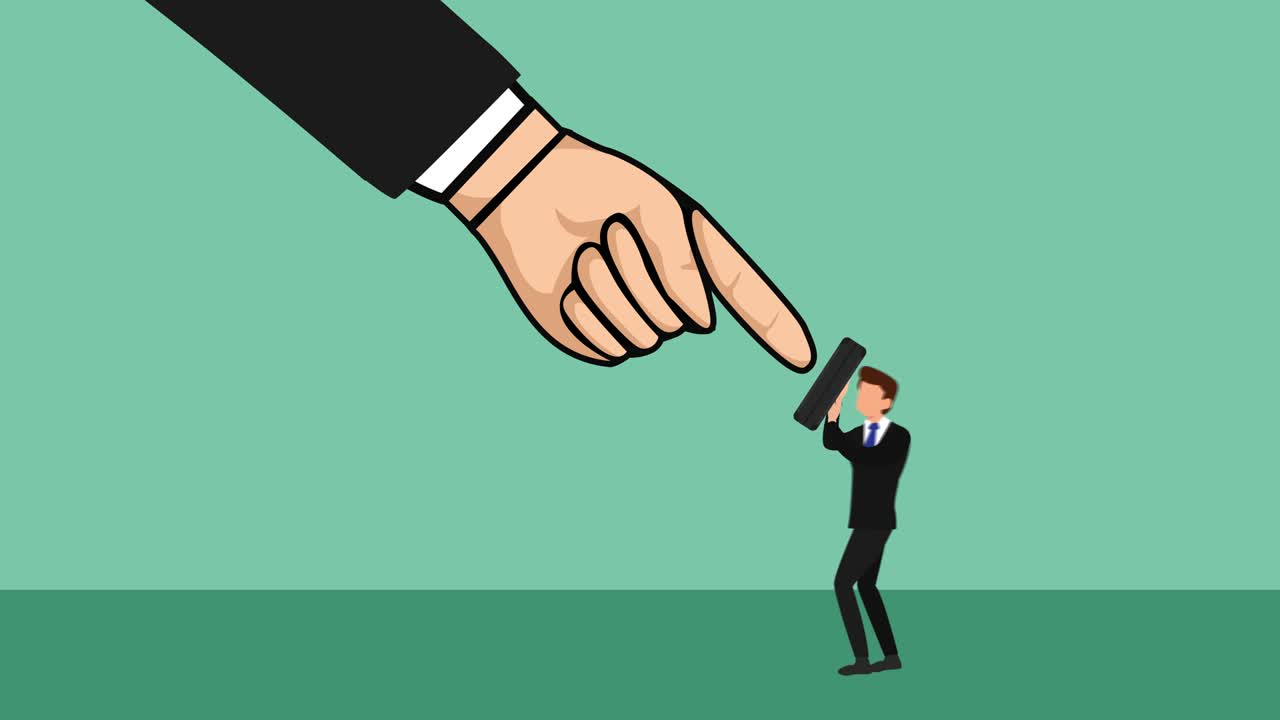 Businessman cover his face when attacked by hand