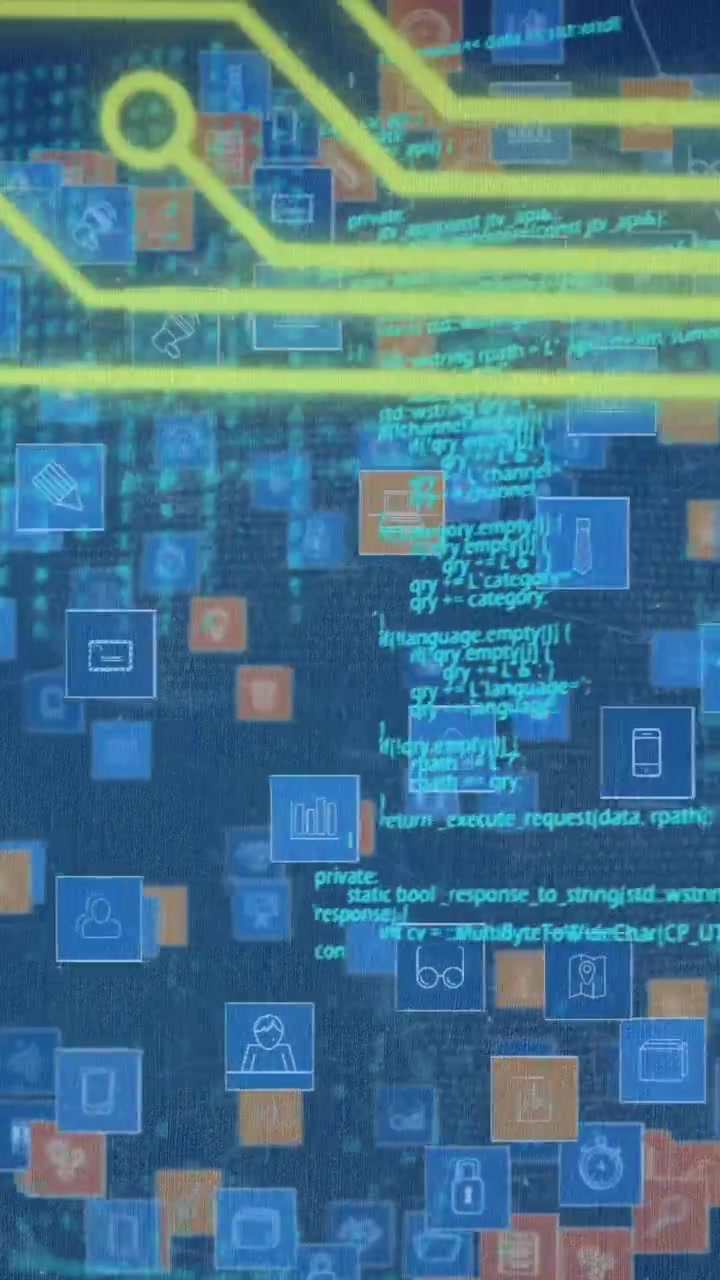 Animasjon av datamaskinikoner over databehandling.