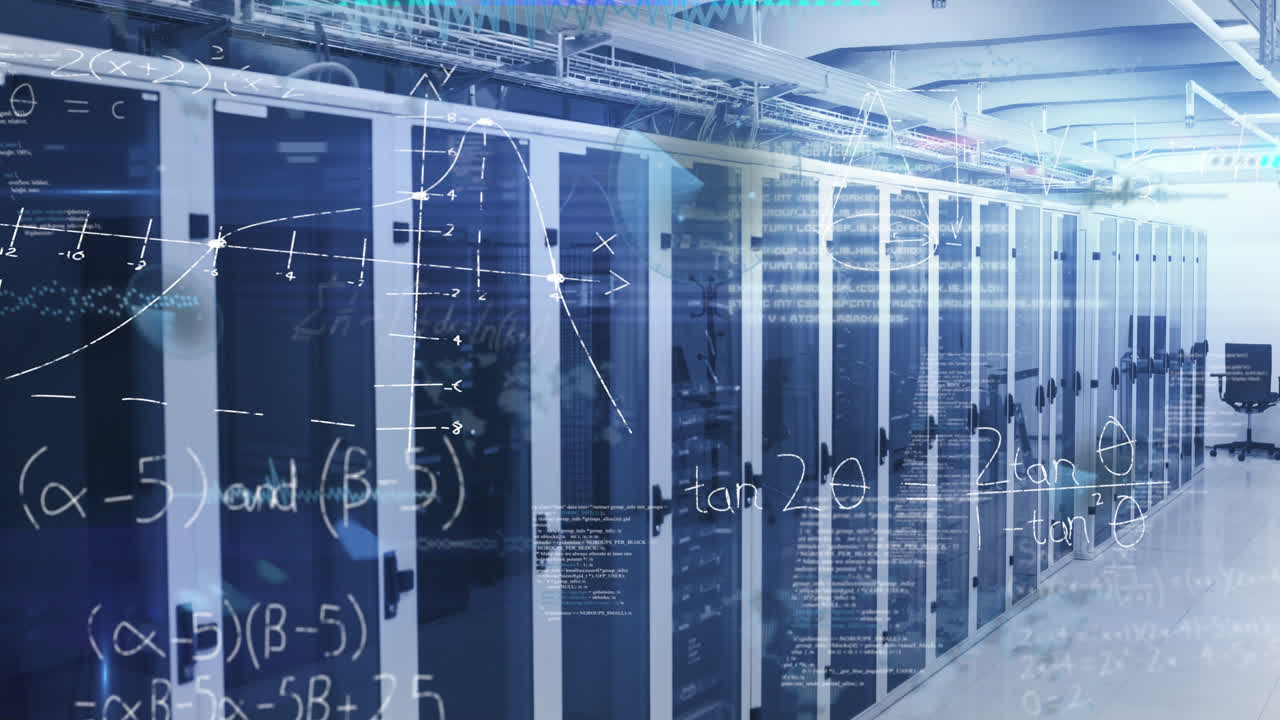 Animation of data processing over server room